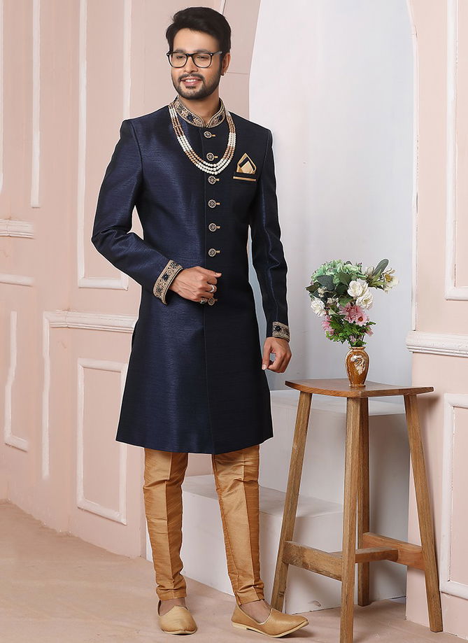 Ethnic Wear Banarasi Silk Wholesale Sherwani Collection